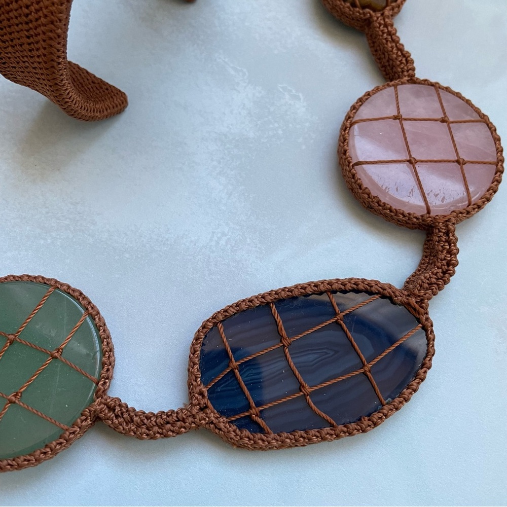 Chunky Statement Multicolor Agate Stone Necklace … - image 6